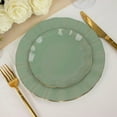 thumbnail image 6 of Balsa Circle 10 Dusty Sage 6" Round Disposable Salad Dinner Plastic Plates Gold Wavy Trim Wedding Party Tableware, 6 of 8