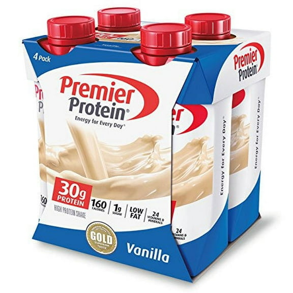 Premier Protein 30g Protein Shakes, Vanilla, 11 Fluid Ounces (Pack of 4)