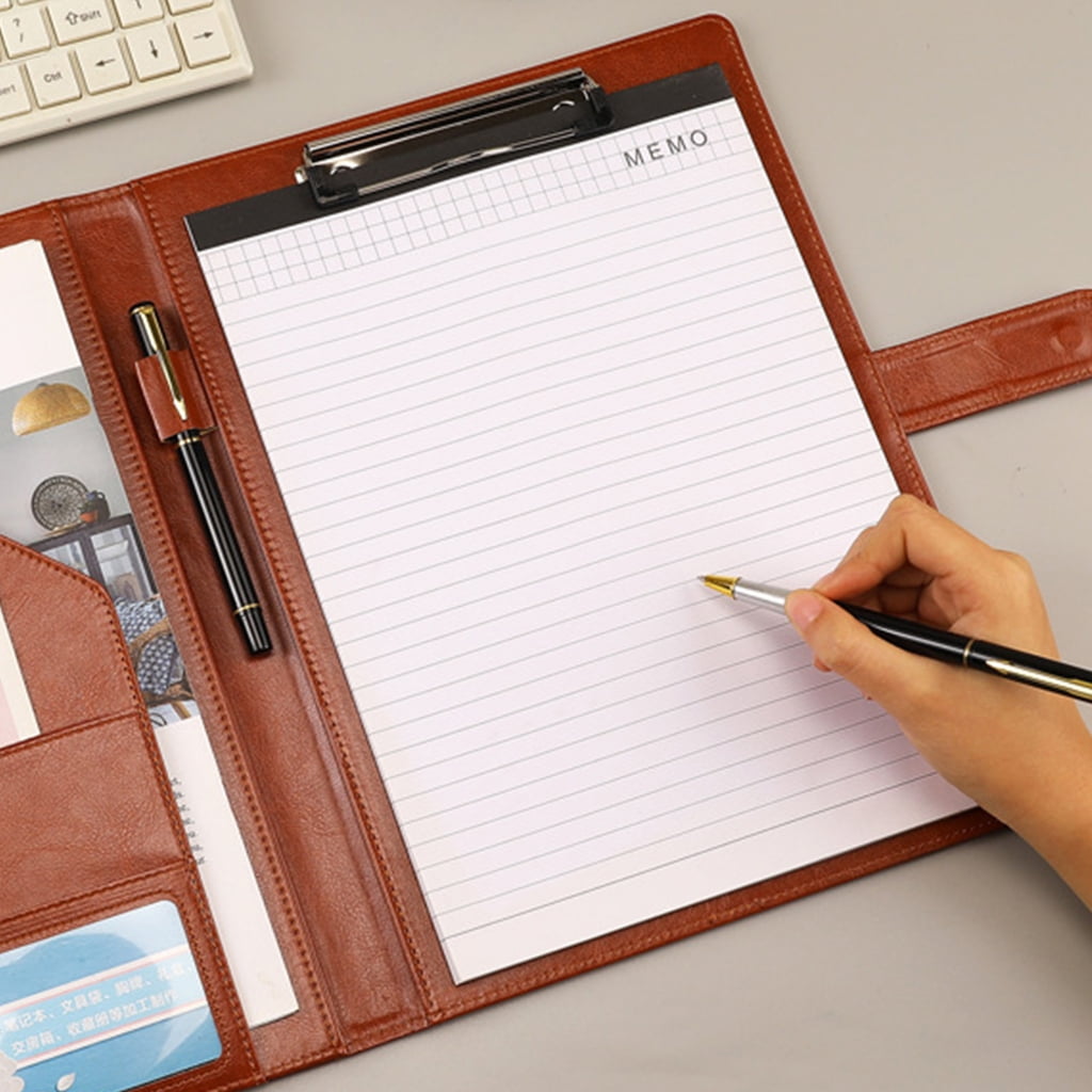 ROZYARD Leather Document Folder Clipboard Folder with Card Pocket Pen Slot