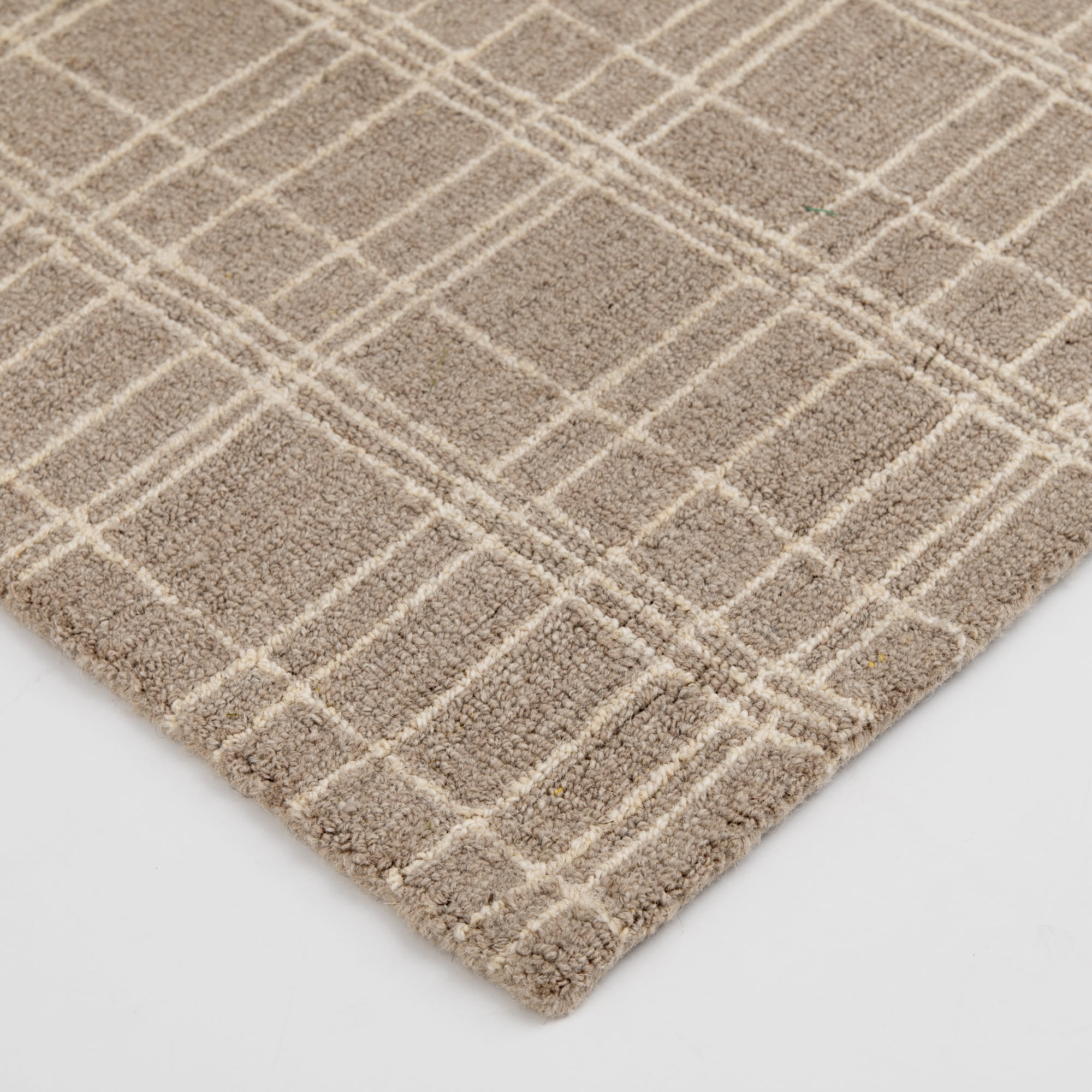 Better Homes & Gardens Beige Plaid Wool Indoor Area Rug, 7'10"x9'10"