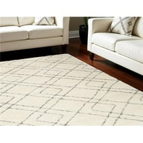HomeRoots 551262 7 x 9 ft. Geometric Shag Rectangle Area Rug, Ivory & Gray