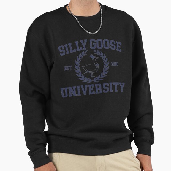 Silly Goose University Funny Animal Mascot Retro Collegiate Graphic Art Unisex Sweatshirt G148, Up to Size 5XL