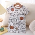 thumbnail image 2 of Faraee Baby Clothes Boy Girl Dinosaur Print Short Sleeve Romper Bodysuit Ribbed Cute One Piece Jumpsuit Infant Summer Outfit (Coffee,0-3 Months), 2 of 3