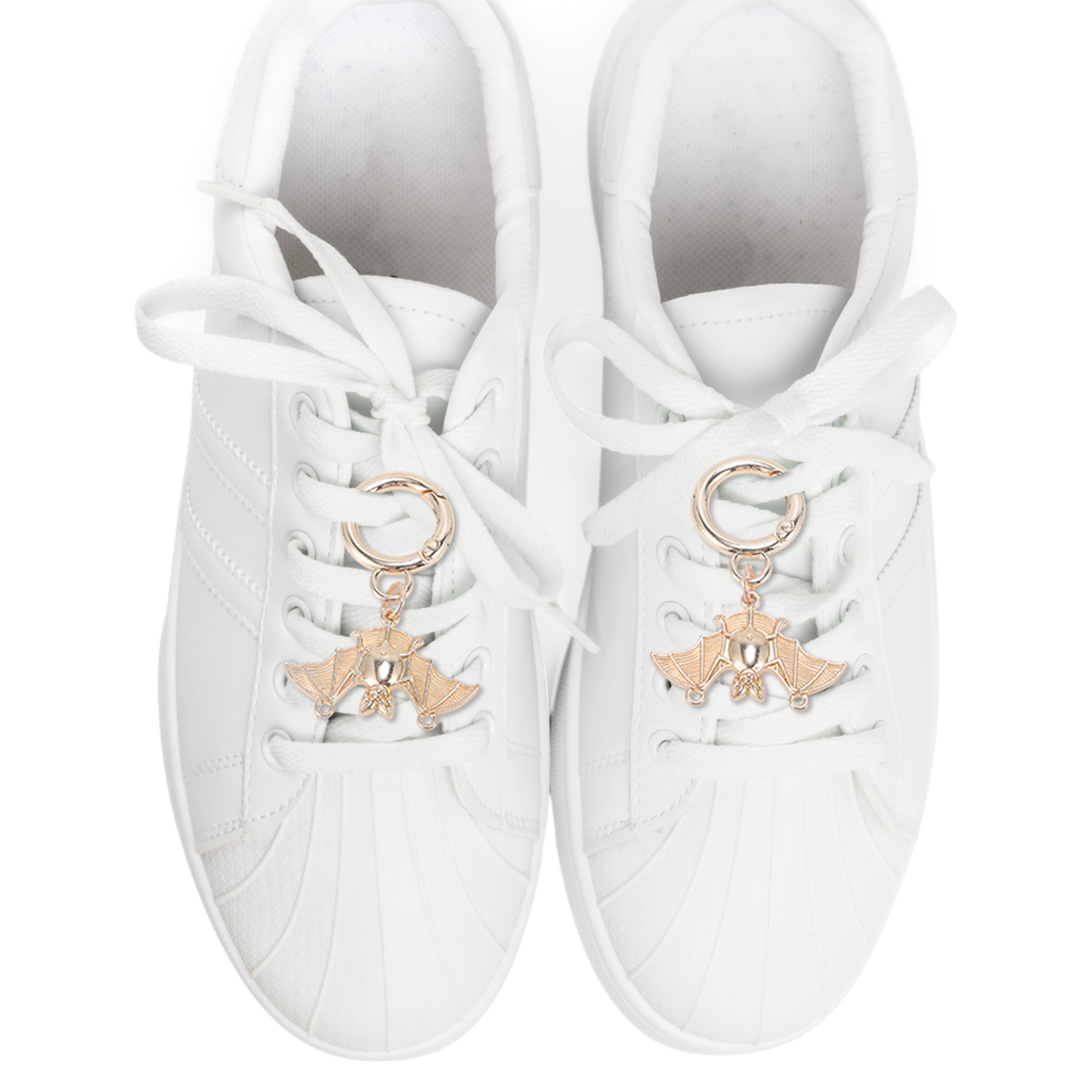 Unique Bargains Hollow Bat Shoelace Charms 4 Pair Gold Tone
