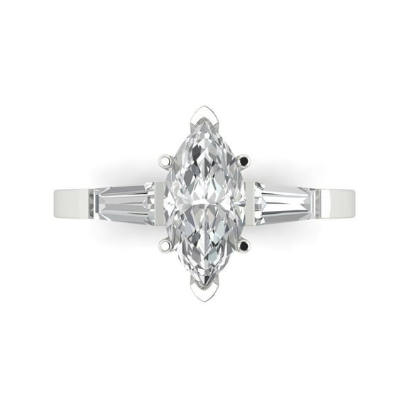 Clara Pucci 14K White Gold 2ct Moissanite Three-Stone Ring for Women