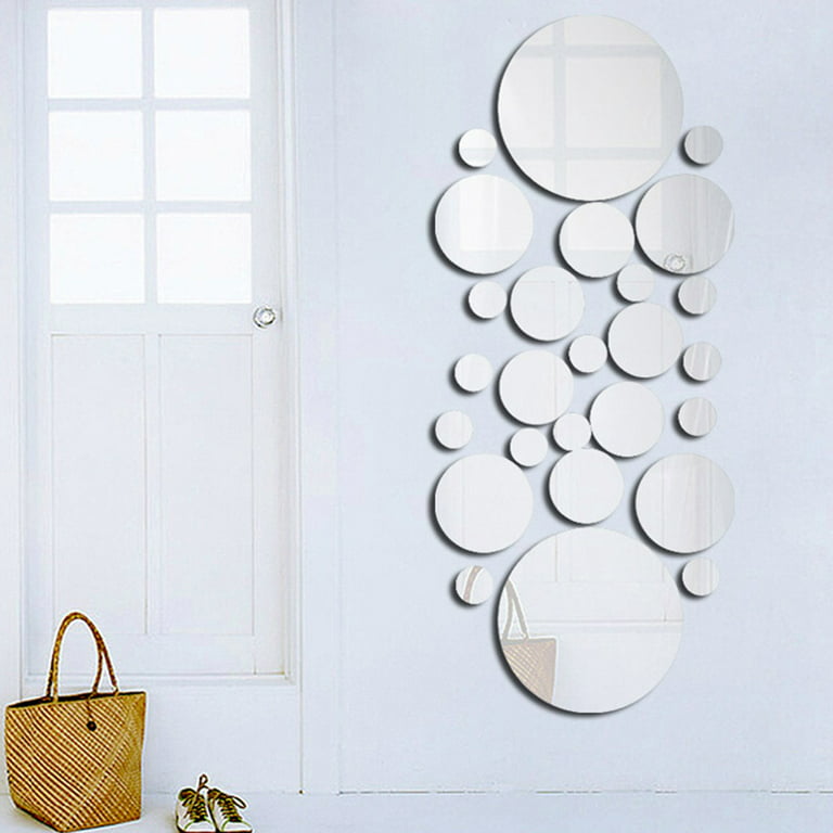 Miuline 48Pcs Mirror Tile Wall Sticker 3D Acrylic Mirror Wall