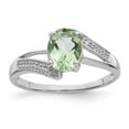 thumbnail image 4 of 925 Sterling Silver Rhodium Green Quartz and Diamond Ring Size 7, 4 of 6