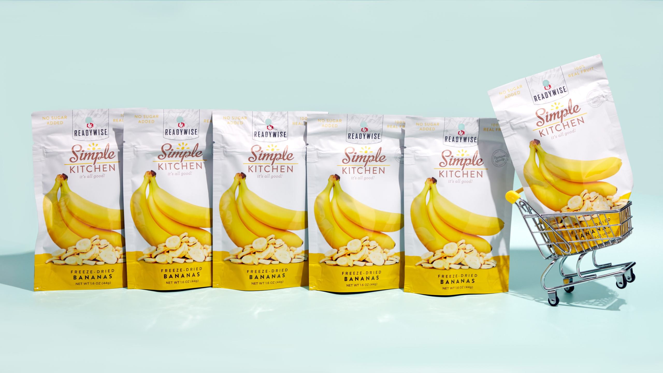 ReadyWise Simple Kitchen Freeze-Dried Bananas, Single Serve Pouch, 1.6 oz; 6 Ct Case