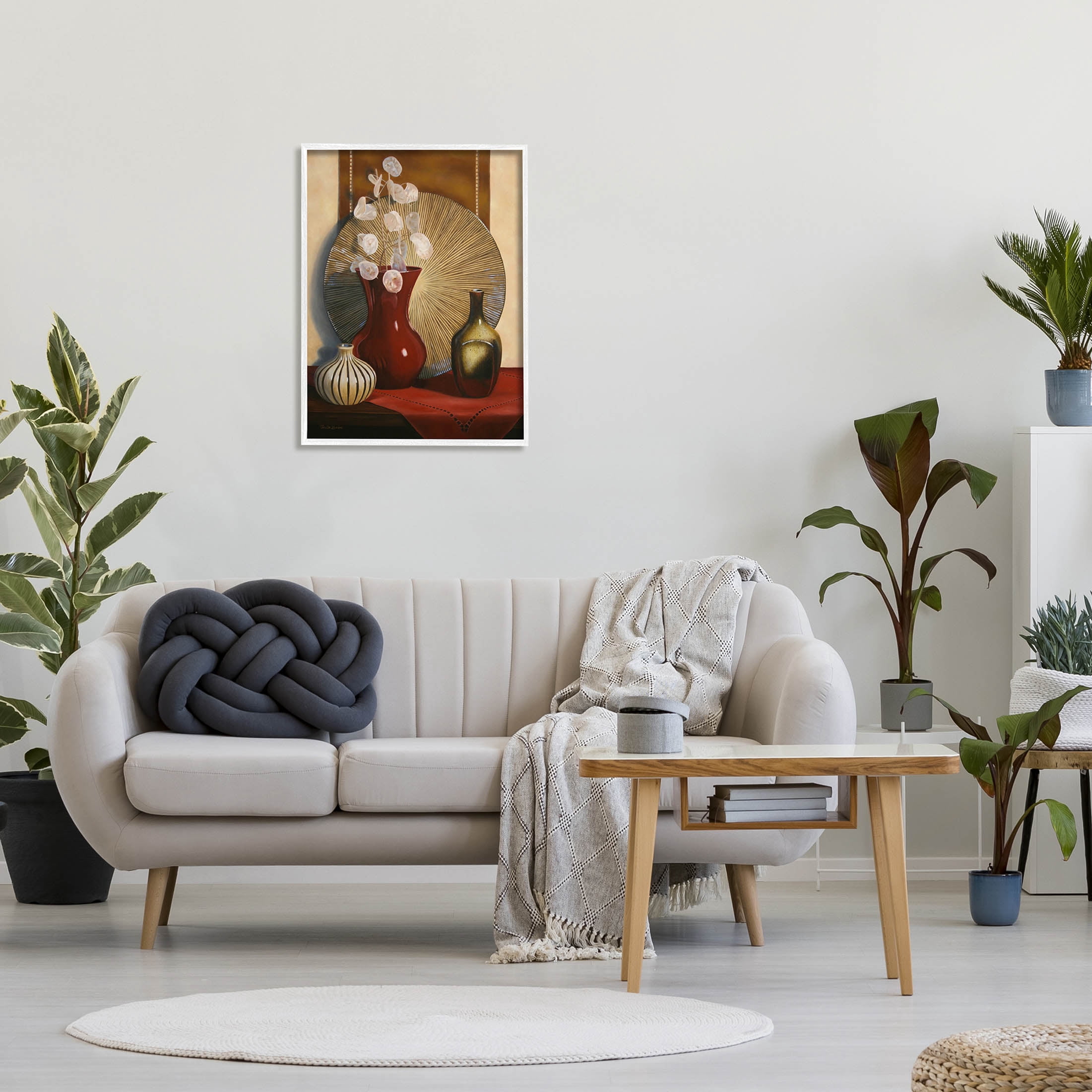 Stupell Industries Ornate Floral Vase Still Life Painting White Framed Art Print Wall Art, Design by Cecile Baird