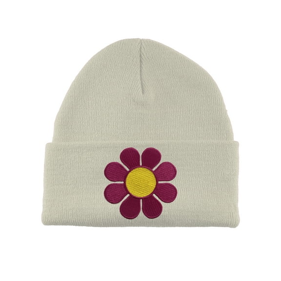 Gravity Threads Groovy Flower Patch Cuffed Beanie - White