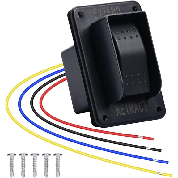 Power Stabilizer Switch, Briidea RV Electric Jack Switch with Harness 12V Extend Retract for Stabilizer Jacks, Black