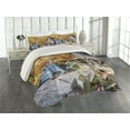 thumbnail image 2 of Ambesonne Waterfall Quilted Coverlet 3 Pcs, Historic Mill Autumn, King Size, Yellow Brown, 2 of 4