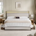 thumbnail image 3 of GUNAITO King Bed Frame with Headboard, Platform Bed with 2 Drawers, Velvet Upholstered Bed Frame with LED Lights & Charging station，Beige, 3 of 8