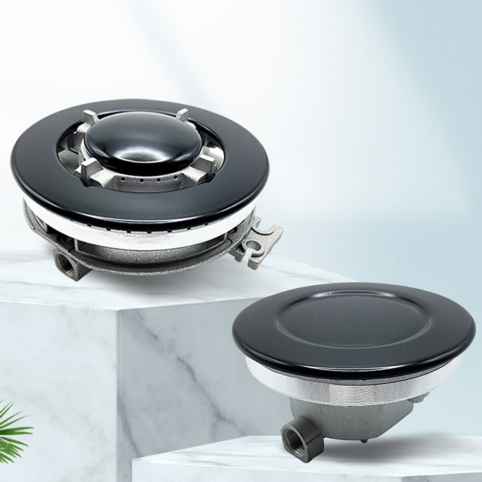 Metal Stove Burners and Knob Set Cooktop Burners Heads and Control Knobs Ranges Burners Caps Metal Texture for Stove