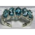 thumbnail image 2 of LBG British Made 10k White Gold Natural Blue Topaz Womens Eternity Ring - 33 size options - Size 5.25, 2 of 6