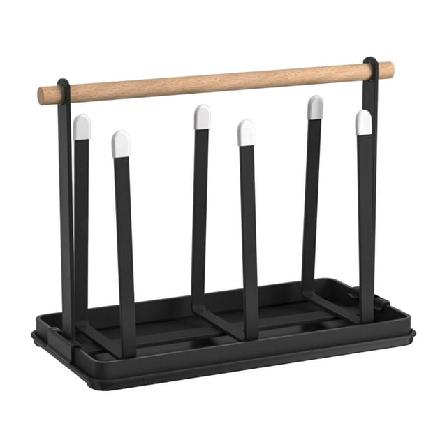 Soporte para tazas multiusos, duradero, con escurridor, organizador de encimera, decoración de hierro. negro