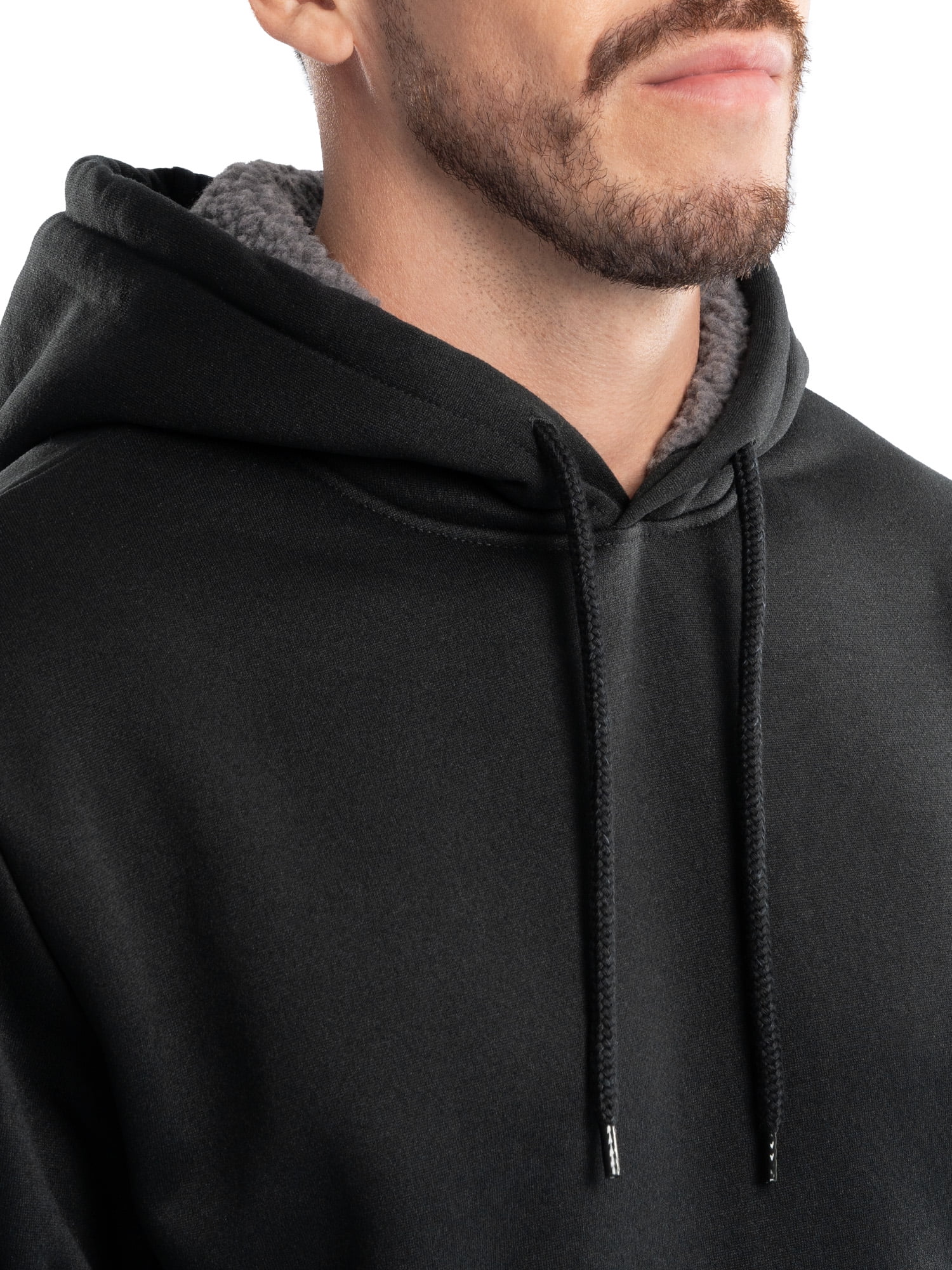 Wrangler Workwear Men's and Big Men's Relaxed Pullover Hoodie with Faux Shearling Lining, Sizes S-3XL