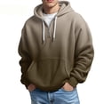 thumbnail image 1 of MHFRRA Sudadera con Capucha y Media Cremallera de Punto, Ligera, Deportiva, Informal, Cómoda, con Bolsillo Delantero Marrón, 1 of 3