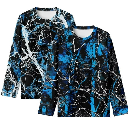 FUIALDOLG 15-16 Years Boys Shirts Long Sleeve Blue Hunting Camo Crew Neck T-Shirts Casual Loose Tops Kids Winter Layering Tees