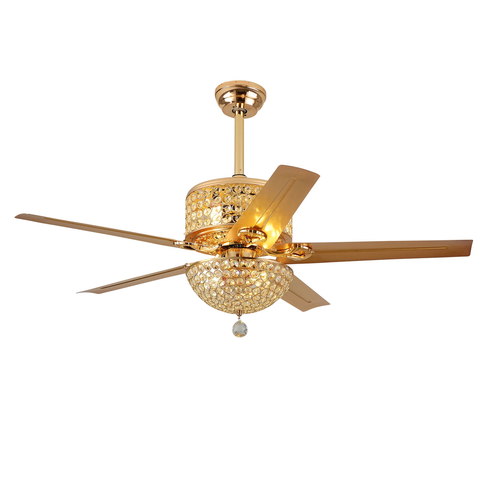 52'' Indoor/Outdoor Ceiling Fan with Light Remote Control, Gold/r