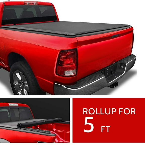 ECCPP Soft Roll-Up Truck Bed Tonneau Cover Compatible For Honda Ridgeline 2017 18 19 20 21 22 23 2024 5 ft Bed