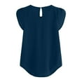 thumbnail image 4 of Wojeull Women's Casual Solid Color Button Short Sleeve Top, 4 of 4