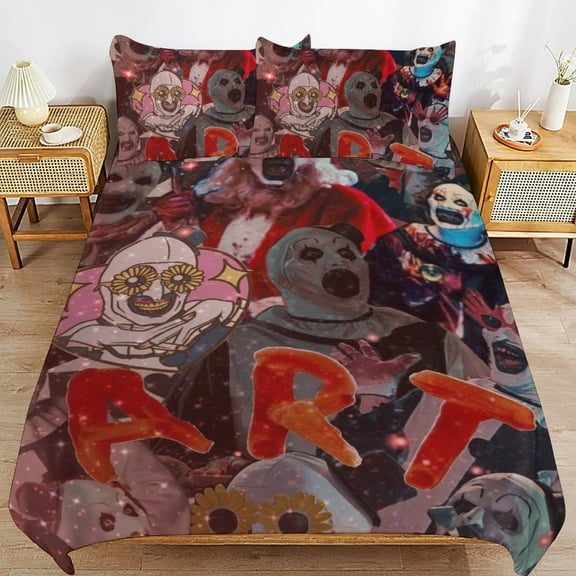 3 Piece Comfortable Bedding Set Terrifier Duvet Cover Twin Bed with 2 Pillowcase 86"x70"