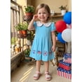 thumbnail image 6 of BemeyourBBs Toddler Baby Girl 4th of July Dress Fourth of July Outfit Baby Girl Patriot Independence Day Dress Puff Short Sleeve Doll Collar America Flag Firework Embroidery Summer Pleated Dress, 6 of 9