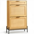 thumbnail image 1 of VEVOR Rattan Shoe Cabinet Shoe Organizer with 2 Flip Drawers & 1 Slide Drawer, 1 of 9