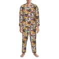 thumbnail image 3 of Balery Cute Cat Pijama para Hombre de Dos Piezas con Manga Larga, Conjunto de Dormir y Descanso Suave con Bolsillos-X-Large, 3 of 7
