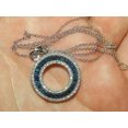 thumbnail image 2 of Bluebelljewels Baguette Cut Blue Sapphire Round Pendant 14K White Gold Finish Silver Free Chain, 2 of 4