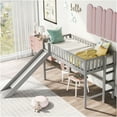 thumbnail image 3 of JERFIT Twin Low Loft Bed with Ladder and Slide, Gray, 3 of 9