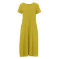 thumbnail image 3 of Women's Short Sleeve Dresses Loose Solid Color Crewneck Kaftan Maxi Dress Summer Short Sleeve Casual Pockets Sundress, 3 of 4
