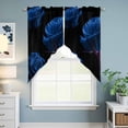thumbnail image 6 of Blue Rose Kitchen Window Curtains, Swag Curtains Valance for Bedroom Living Room Bathroom, Vintage Abstract Garden Flower Floral Black Rod Pocket Window Curtain Block Drapes 2 Panels 36"x45", 6 of 9
