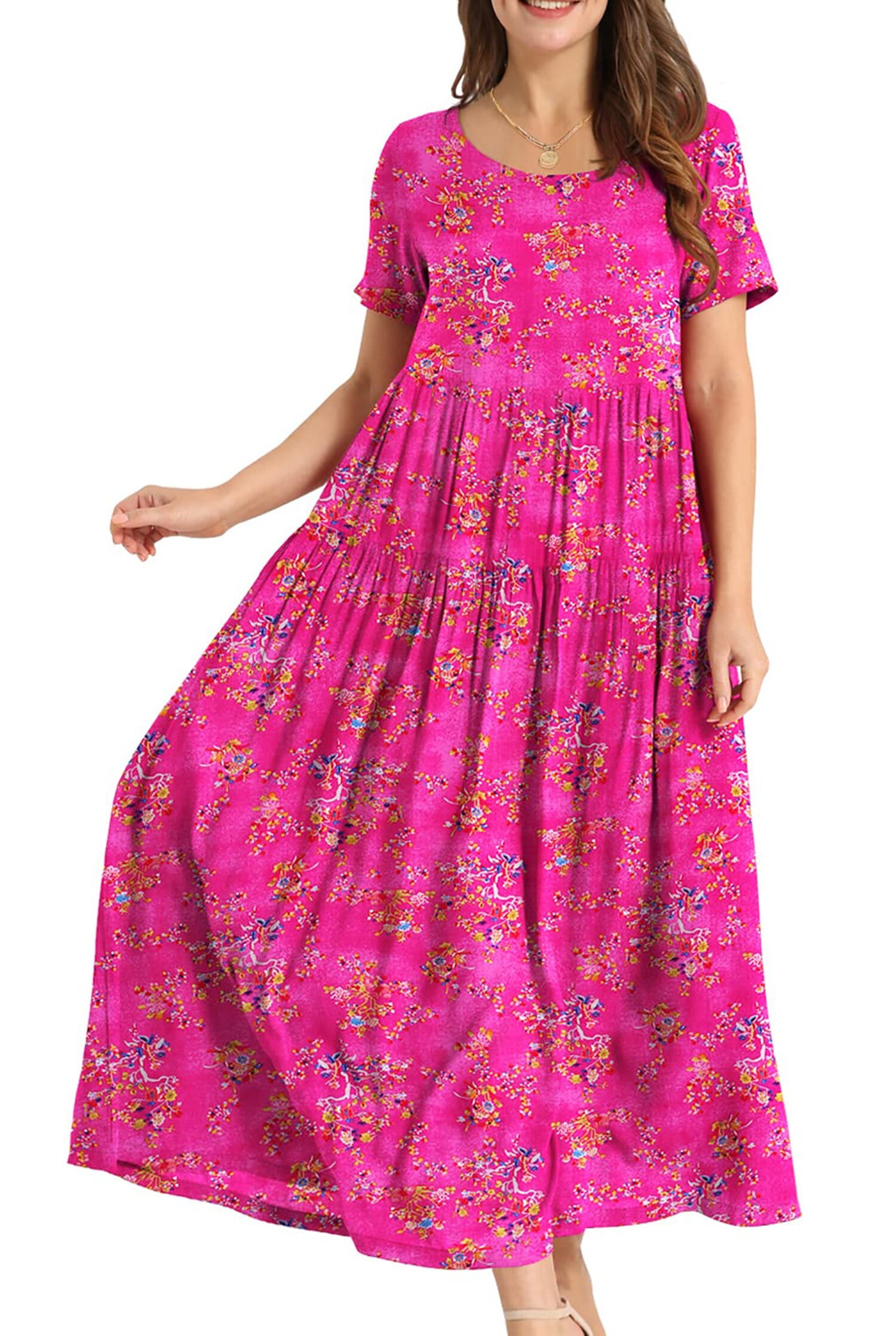 Fantaslook Summer Dresses for Women Casual Loose Maxi Bohemian Floral ...