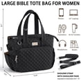 thumbnail image 2 of Large Bible Cover Case for Women, Quilted Puffy Bible Tote Bag with Shoulder Strap, Church Bag for Bible Study Supplies Journaling Kit, Mothers Day Christian Gift for Women, Black, 2 of 9