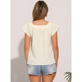 thumbnail image 3 of DARING DIVA Women's Summer Square Neck Gingham Cap Sleeves Blouses M Apricot White, 3 of 6