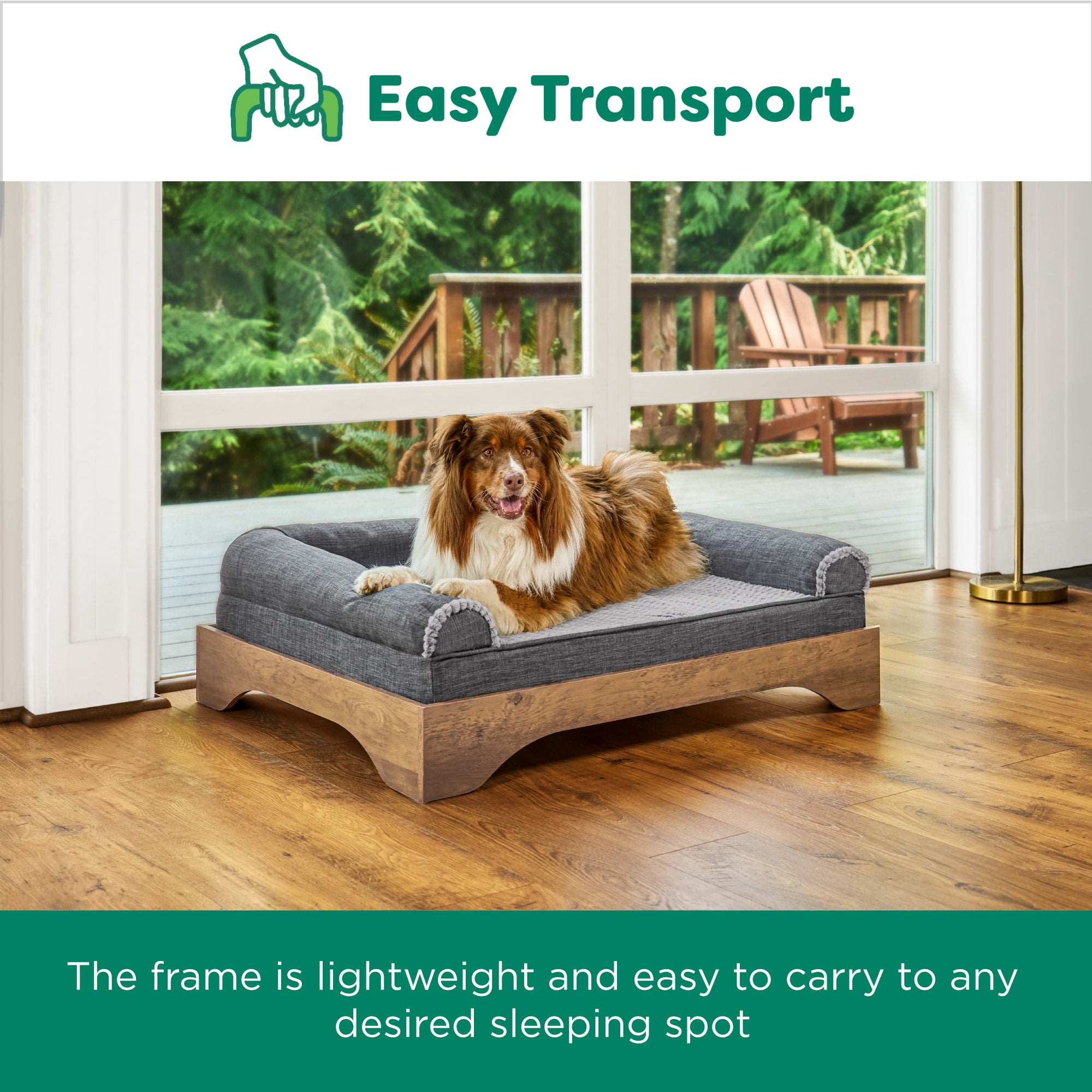 FurHaven Elevated Dog Bed for Large Dogs, Mid-Century Modern Style with Flexible Slats & Non-Slip Pads for Comfort & Airflow, Easy Assembly, Raised Pet Bed, Jumbo, Dark Brown