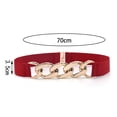 thumbnail image 6 of Waist Belt Golden Polished Metal Chain Buckle Elastic Elegant Wide Women Dress Shirt Coat Belt Clothing Accessories, 6 of 7
