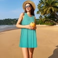 thumbnail image 5 of Japuie Turquoise Glitter Print Summer Dresses for Women,Women's Sleeveless Dress,Beach Tshirt Tank Sundresses,Women's Summer Tank Midi Dress with Pockets,Tank Loose Sundress-Large, 5 of 6