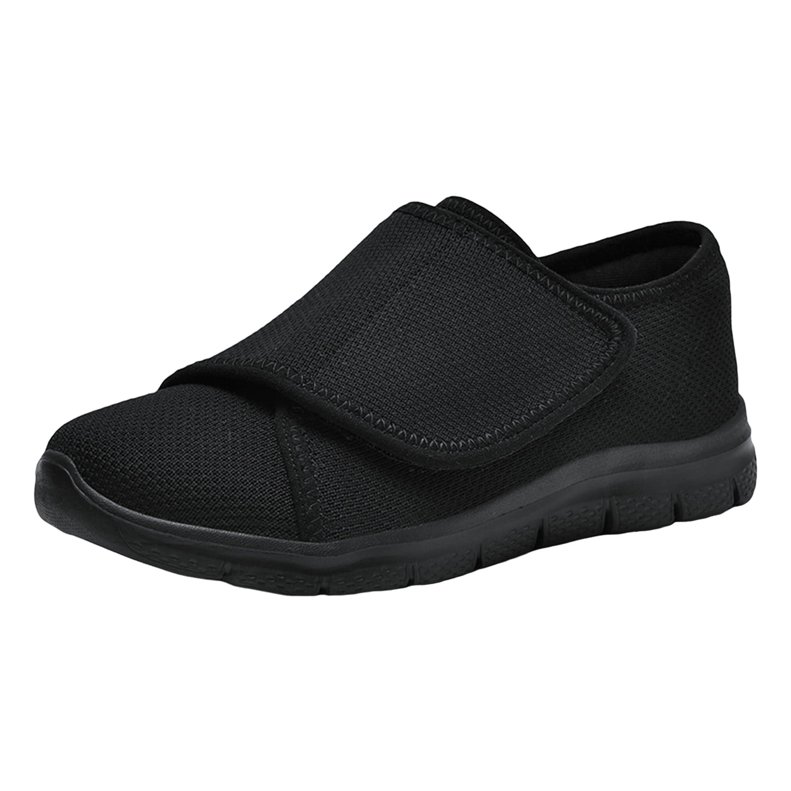 Women's Slip On Canvas Casual Shoes Wide Toe Box Lightweight Sneakers Hook and Loop Non Slip Teenis Shoes Black Size 10