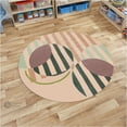 thumbnail image 3 of 17X17 Area Rug, Beige Color, Bedroom, Hallway, Round Carpet, Geometric Wool, Handmade Rugs, 3 of 7