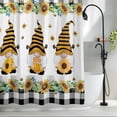 thumbnail image 2 of Spring Bee Gnomes Small Stall Shower Curtain, Waterproof Shower Curtains for Bathroom, Sunflowers Black Checkered Washable Fabric Cloth Bath Curtain for Bathtub Decoration with Hooks 36x72 Inches, 2 of 9