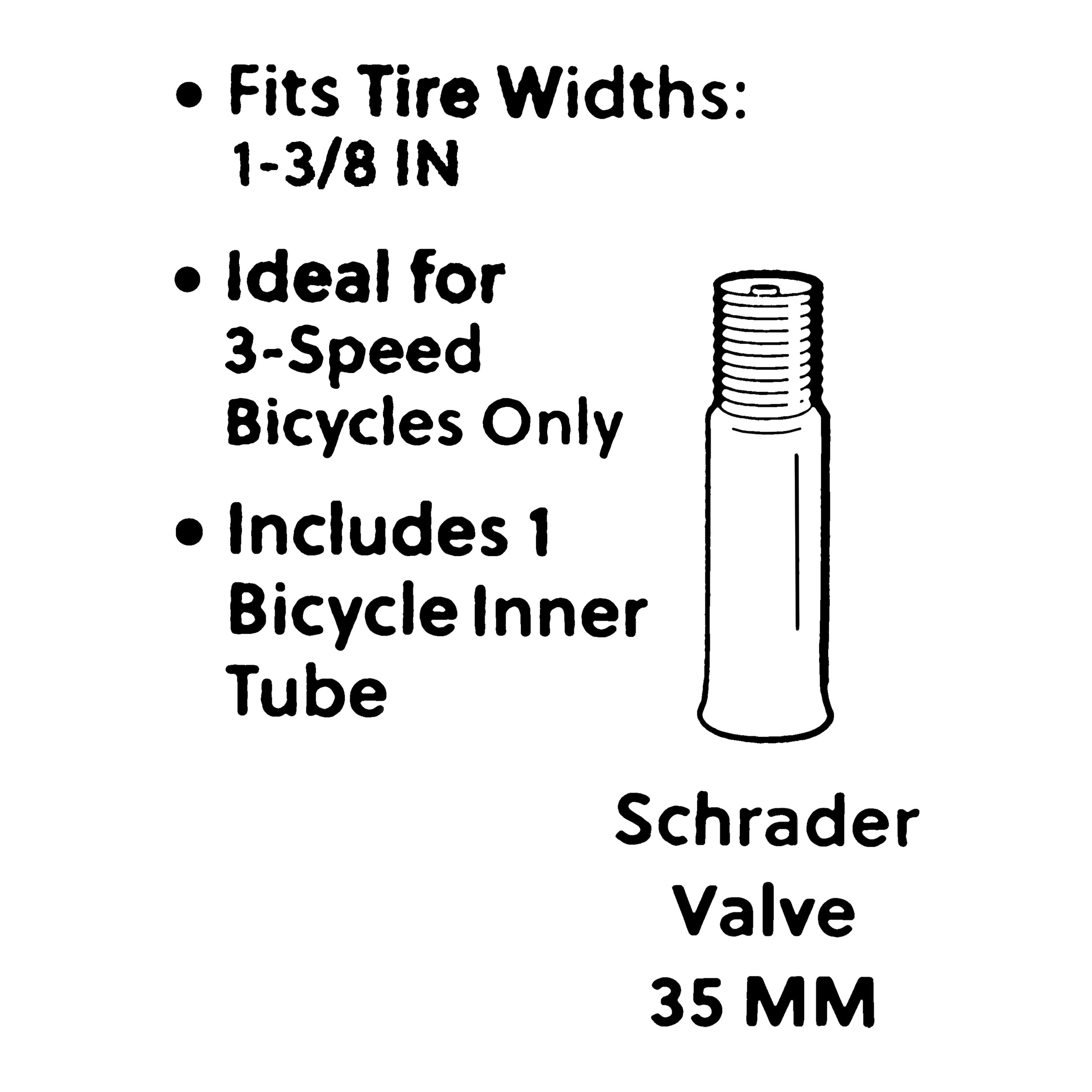 Concord Replacement Bicycle Inner Tube, 26" x 1-3/8", Schrader Valve