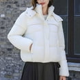 thumbnail image 2 of MIUOWANP Women's Lapel Cotton-padded Jacket Women's Long Sleeved Solid Color With Pocket Lapel Cotton Jacket White L, 2 of 5