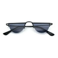 thumbnail image 1 of Funky Cropped Half Circle Flat Top Half Metal Rim Hippie Sunglasses All Black, 1 of 7