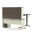 thumbnail image 2 of Bestar Prestige + Height Adjustable L-Desk with Hutch in White Chocolate & Antigua, 2 of 4