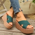 thumbnail image 2 of Mules à Plateforme à Bout Ouvert pour Femmes, Semelle Épaisse, Brides Croisées, Sandales Compensées Confortables Antidérapantes, Chaussures Habillées Rouges, Taille 9,5, 2 of 7
