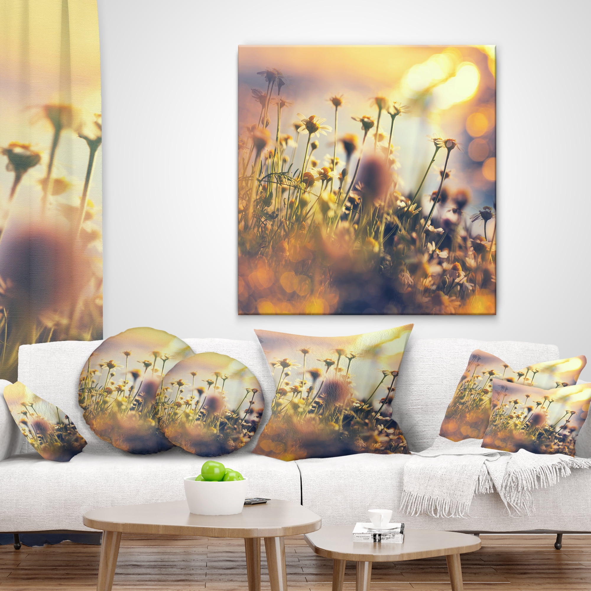 Designart 12" x 20" Yellow Polyester Throw Pillow