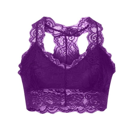 

Womens Bras Comfortable Racerback Bralette Floral Lace Brassiere Padded Underwear Seamless Full Coverage Daily Bra